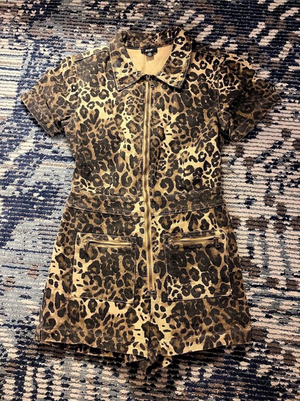 Nasty Gal Leopard Print Denim Romper 4